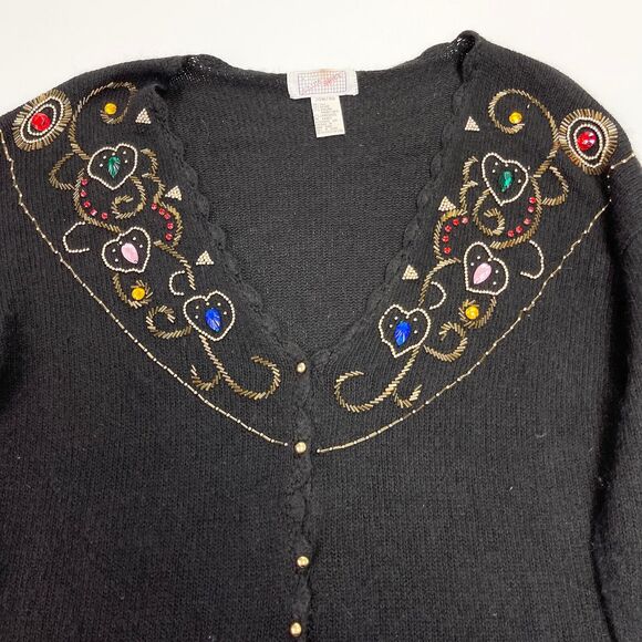 VTG‎ Silk Angora Wool Cardigan Sweater Womens 20W Beaded Bling Retro Glam Artsy - Picture 6 of 7